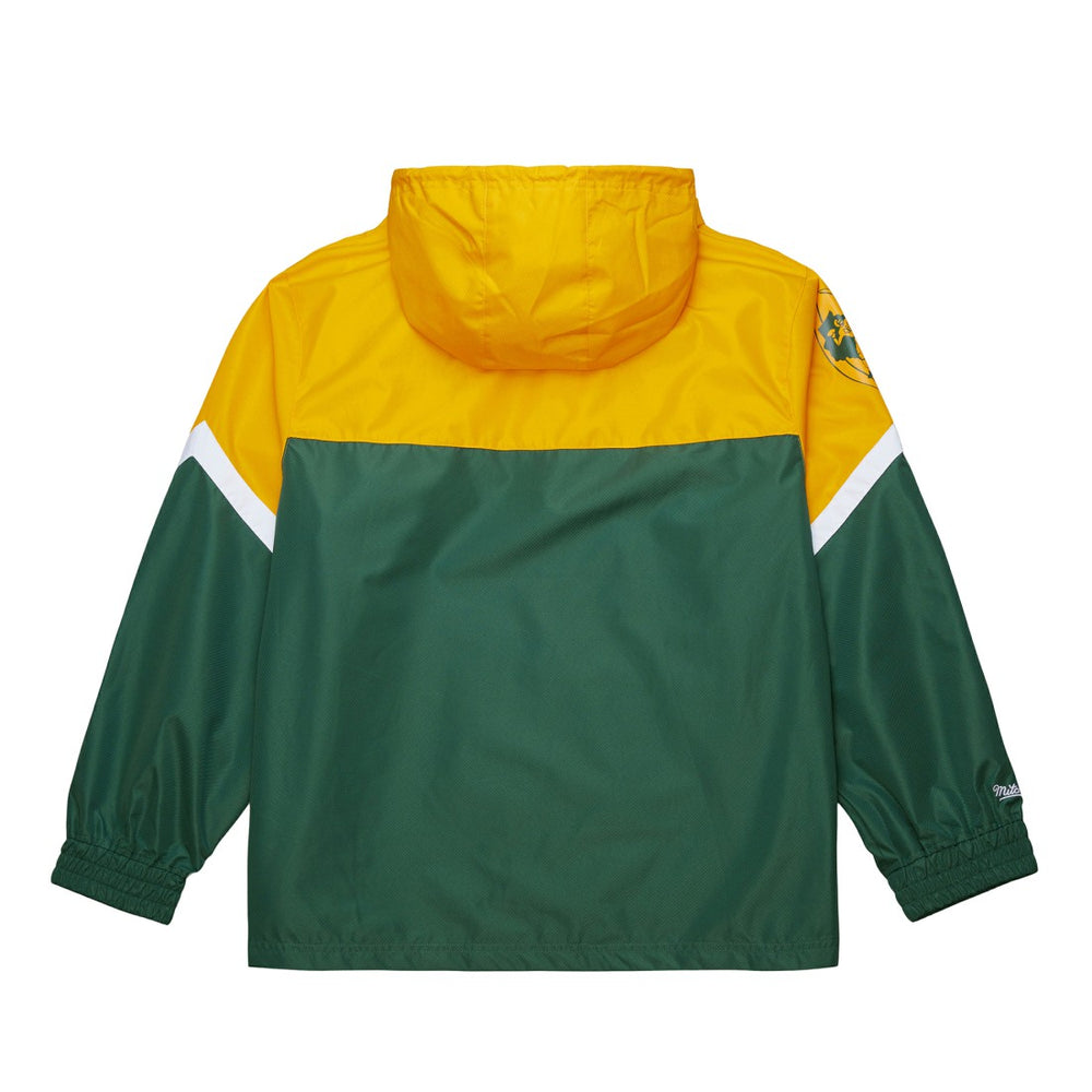 Mitchell & Ness Green Bay Packers Tie Breaker Vintage Logo Lightweight Anorak Half-Zip Windbreaker Gold/Green