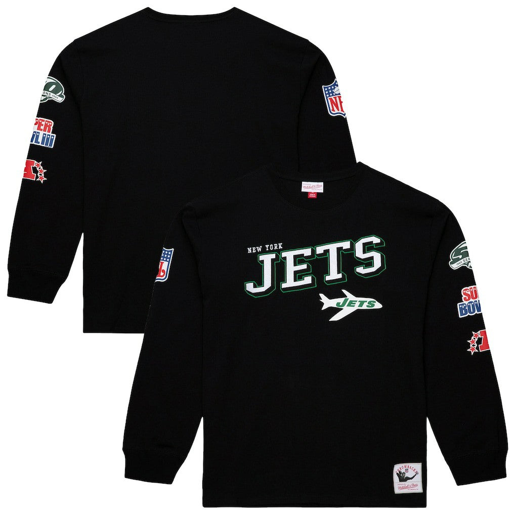 Mitchell & Ness New York Jets Training Camp Vintage Logos Long Sleeve T-Shirt Black