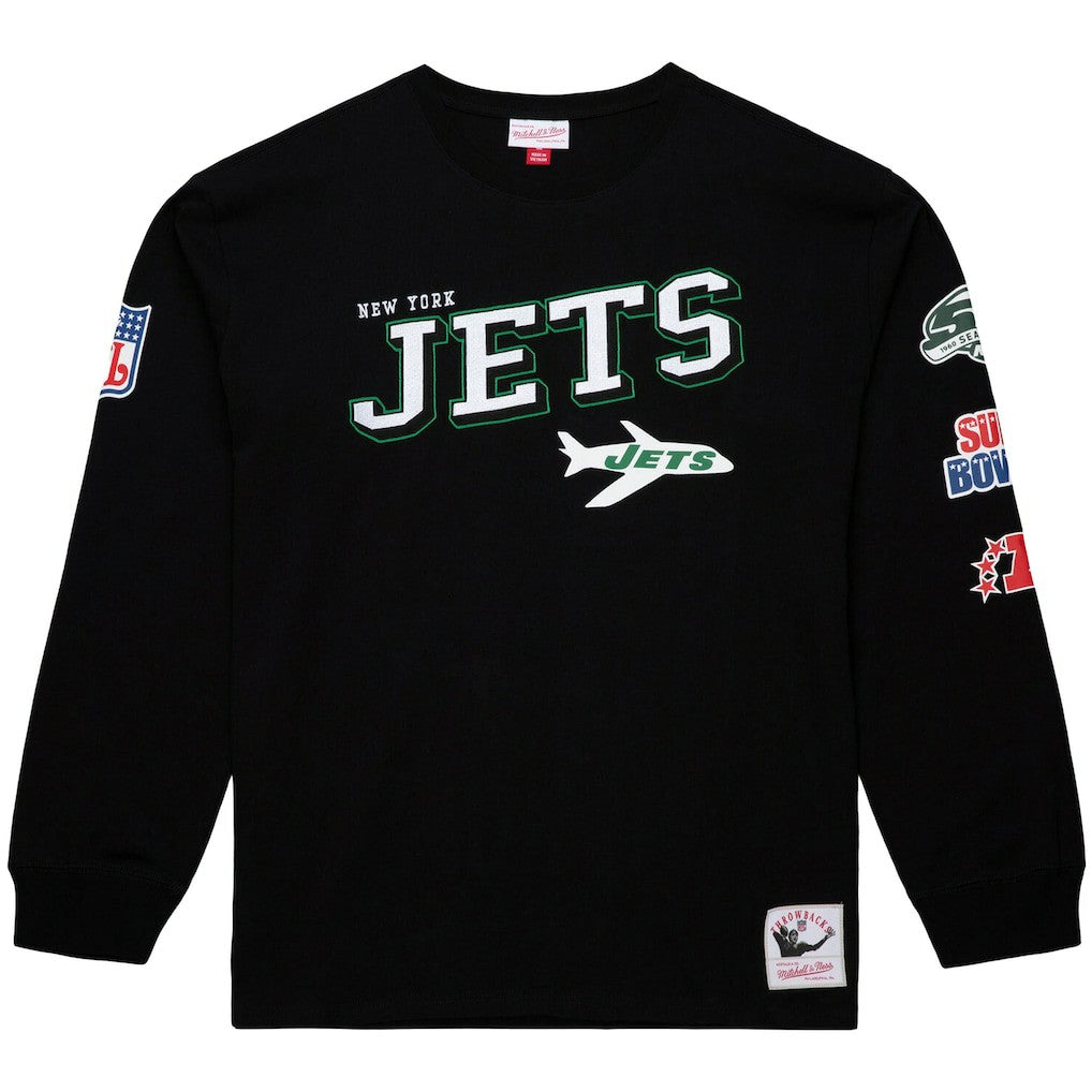 Mitchell & Ness New York Jets Training Camp Vintage Logos Long Sleeve T-Shirt Black