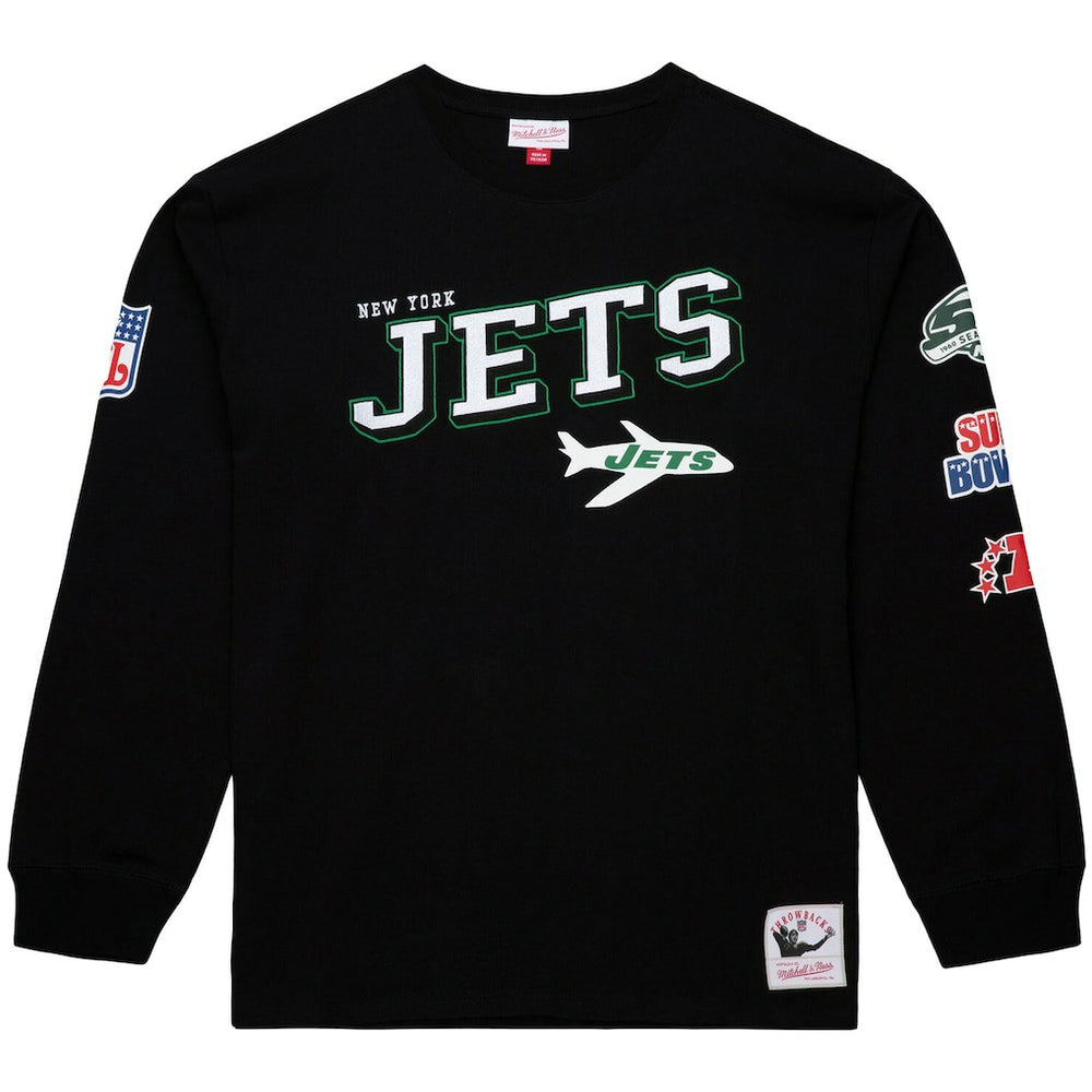 Mitchell & Ness New York Jets Training Camp Vintage Logos Long Sleeve T-Shirt Black