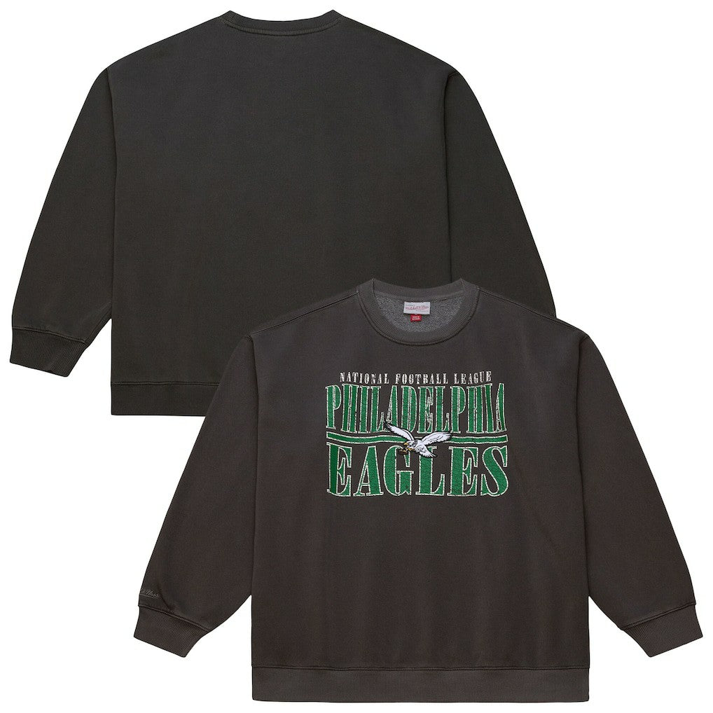 Mitchell & Ness Philadelphia Eagles Downtown Crew Vintage Logo Sweatshirt Black