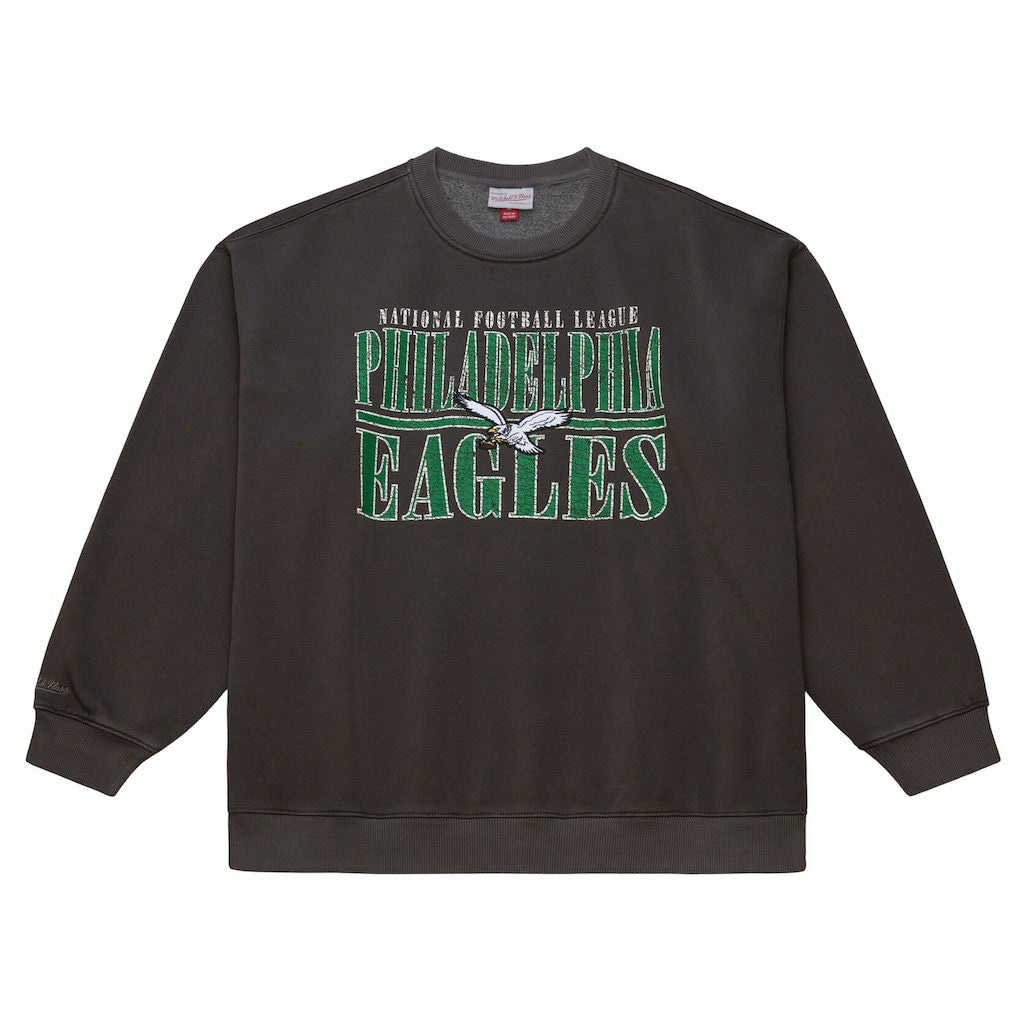 Mitchell & Ness Philadelphia Eagles Downtown Crew Vintage Logo Sweatshirt Black