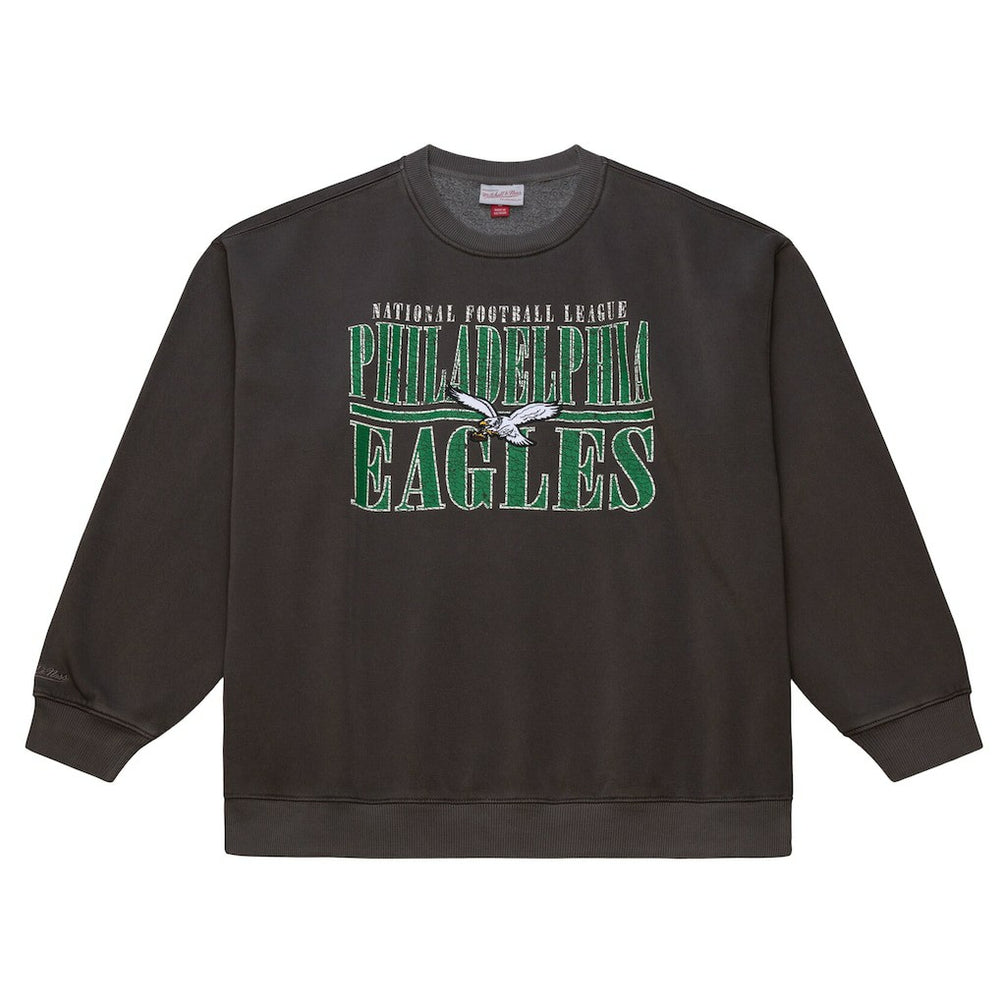 Mitchell & Ness Philadelphia Eagles Downtown Crew Vintage Logo Sweatshirt Black