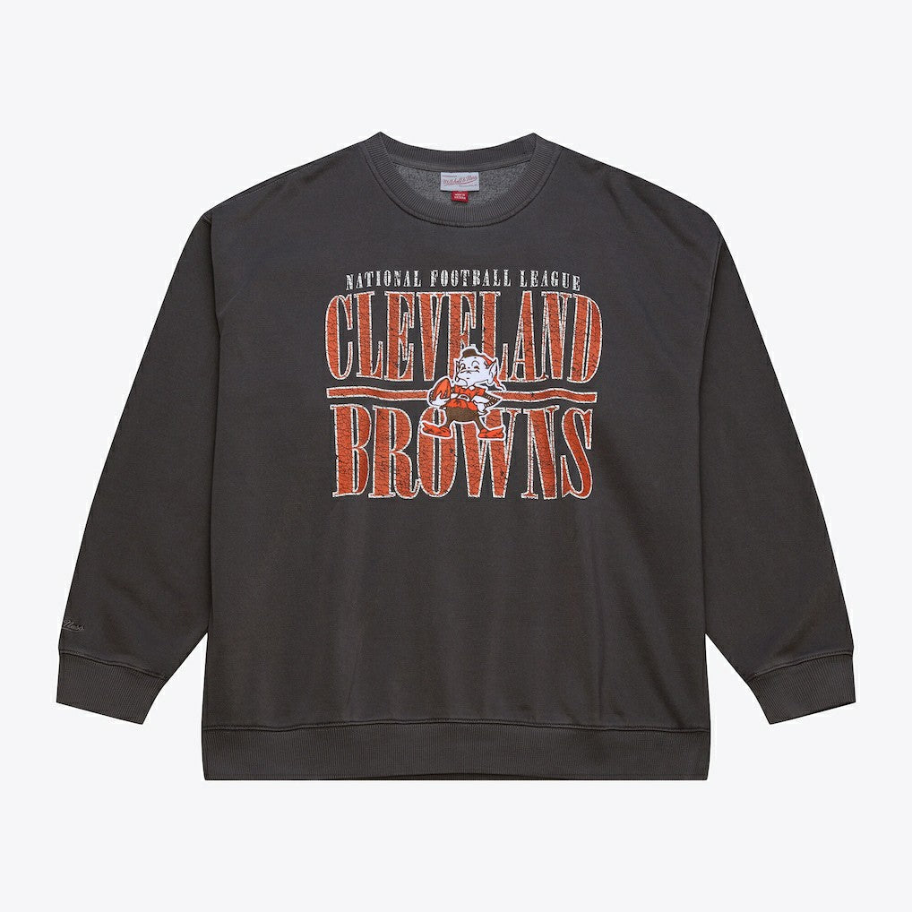 Mitchell & Ness Cleveland Browns Downtown Crew Vintage Logo Sweatshirt Black