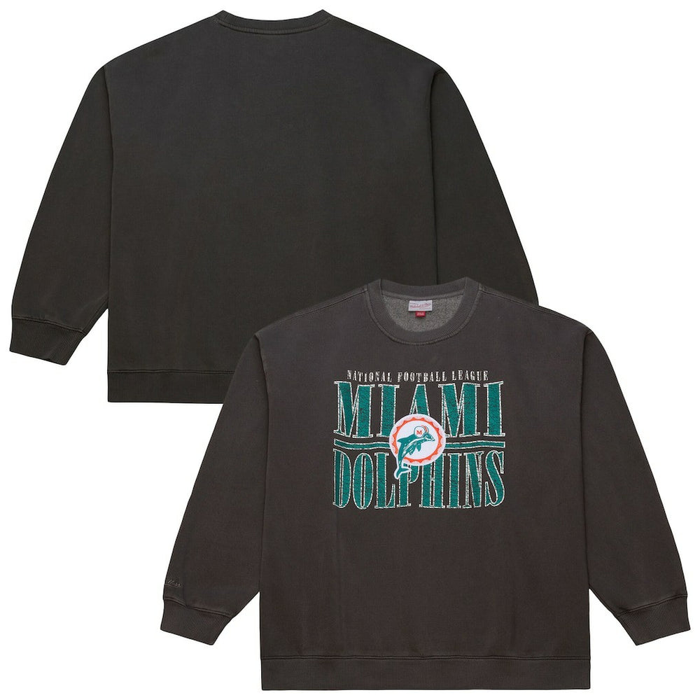 Mitchell & Ness Miami Dolphins Downtown Crew Vintage Logo Sweatshirt Black