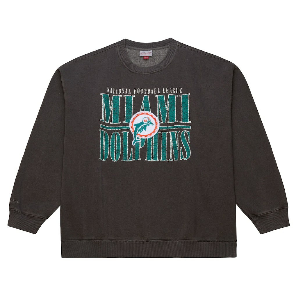 Mitchell & Ness Miami Dolphins Downtown Crew Vintage Logo Sweatshirt Black