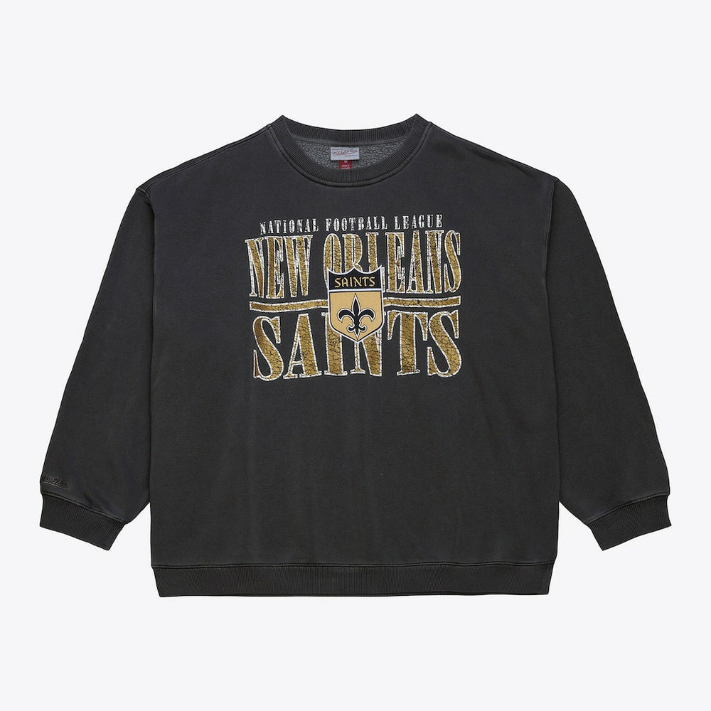 Mitchell & Ness New Orleans Saints Downtown Crew Vintage Logo Sweatshirt Black