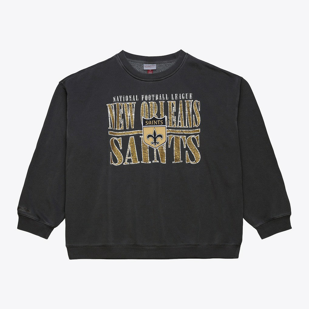 Mitchell & Ness New Orleans Saints Downtown Crew Vintage Logo Sweatshirt Black