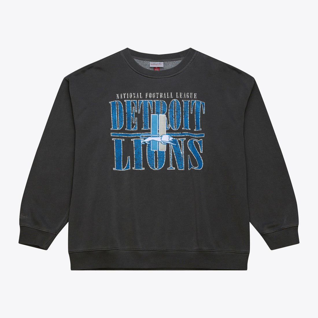 Mitchell & Ness Detroit Lions Downtown Crew Vintage Logo Sweatshirt Black