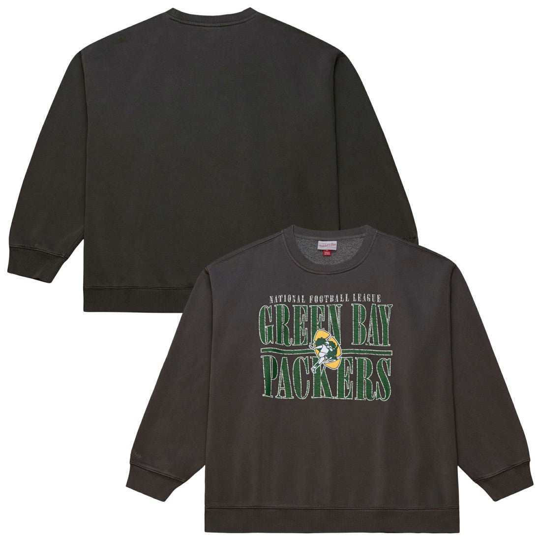 Mitchell & Ness Green Bay Packers Downtown Crew Vintage Logo Sweatshirt Black