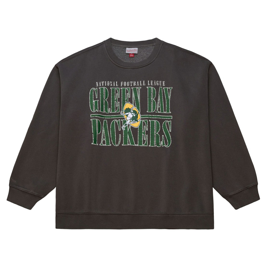 Mitchell & Ness Green Bay Packers Downtown Crew Vintage Logo Sweatshirt Black