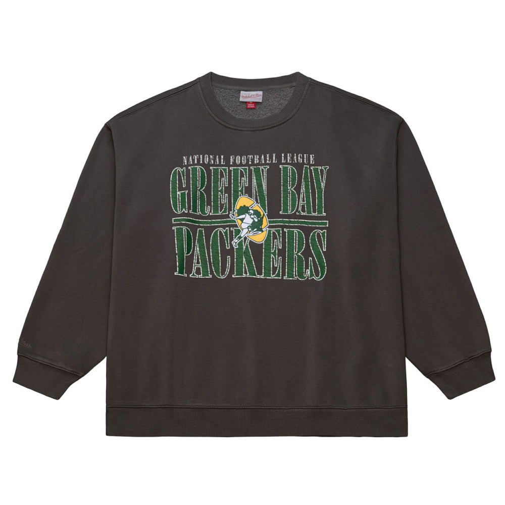 Mitchell & Ness Green Bay Packers Downtown Crew Vintage Logo Sweatshirt Black