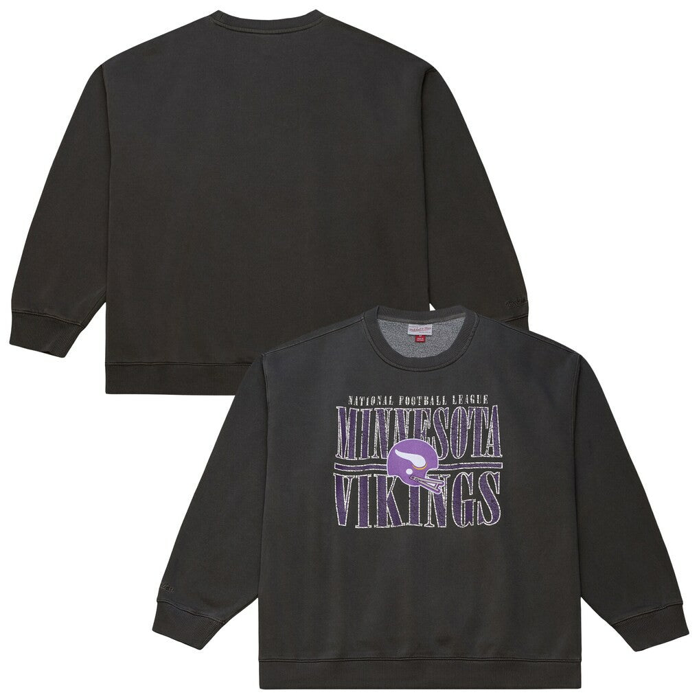 Mitchell & Ness Minnesota Vikings Downtown Crew Vintage Logo Sweatshirt Black