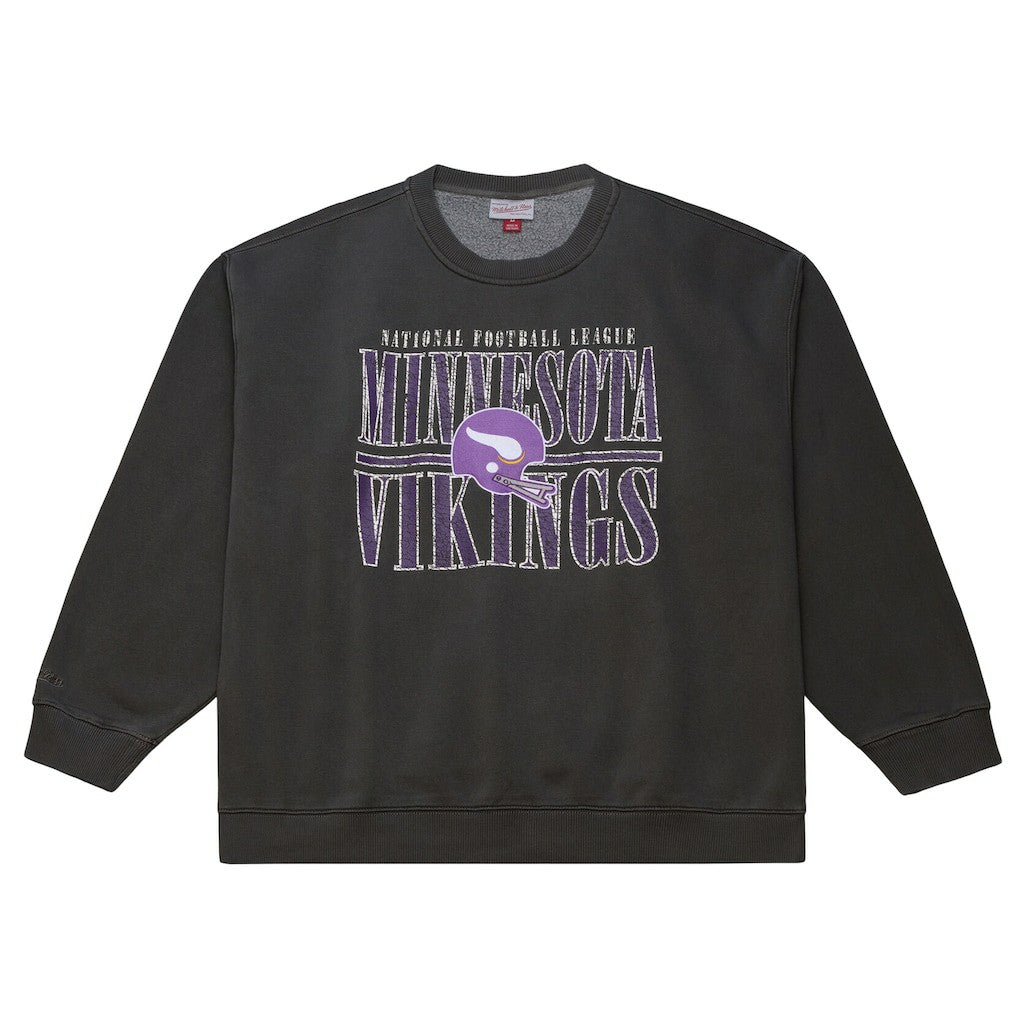 Mitchell & Ness Minnesota Vikings Downtown Crew Vintage Logo Sweatshirt Black