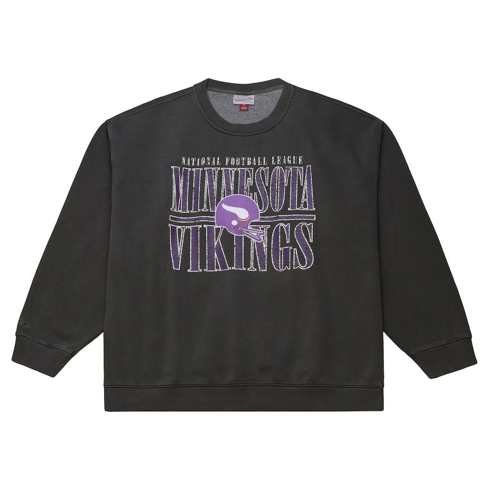 Mitchell & Ness Minnesota Vikings Downtown Crew Vintage Logo Sweatshirt Black