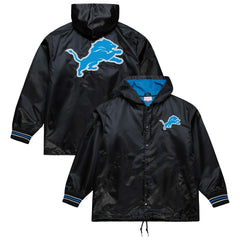 Mitchell & Ness Detroit Lions Downtown Satin Full-Snap Hooded Jacket Black