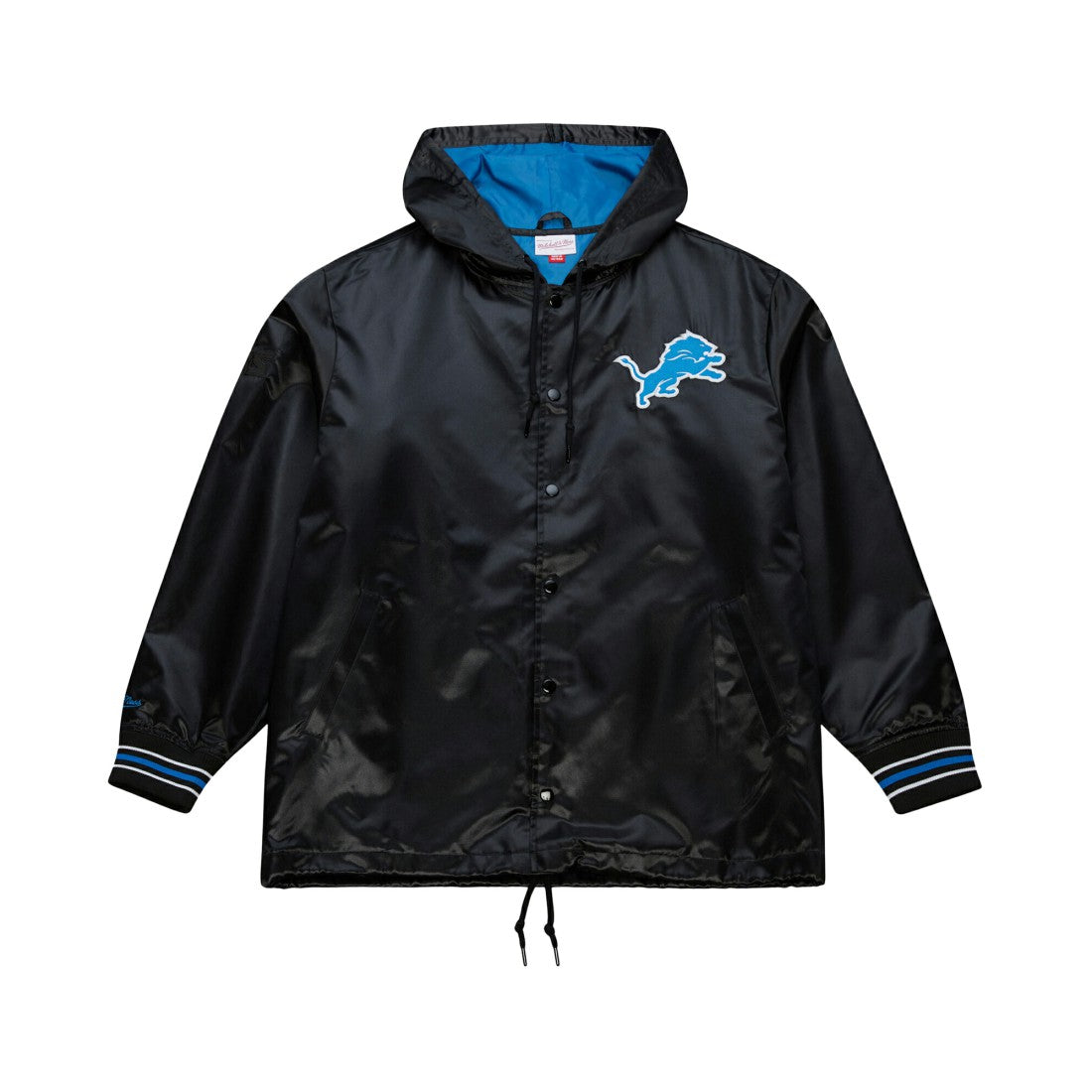 Mitchell & Ness Detroit Lions Downtown Satin Full-Snap Hooded Jacket Black