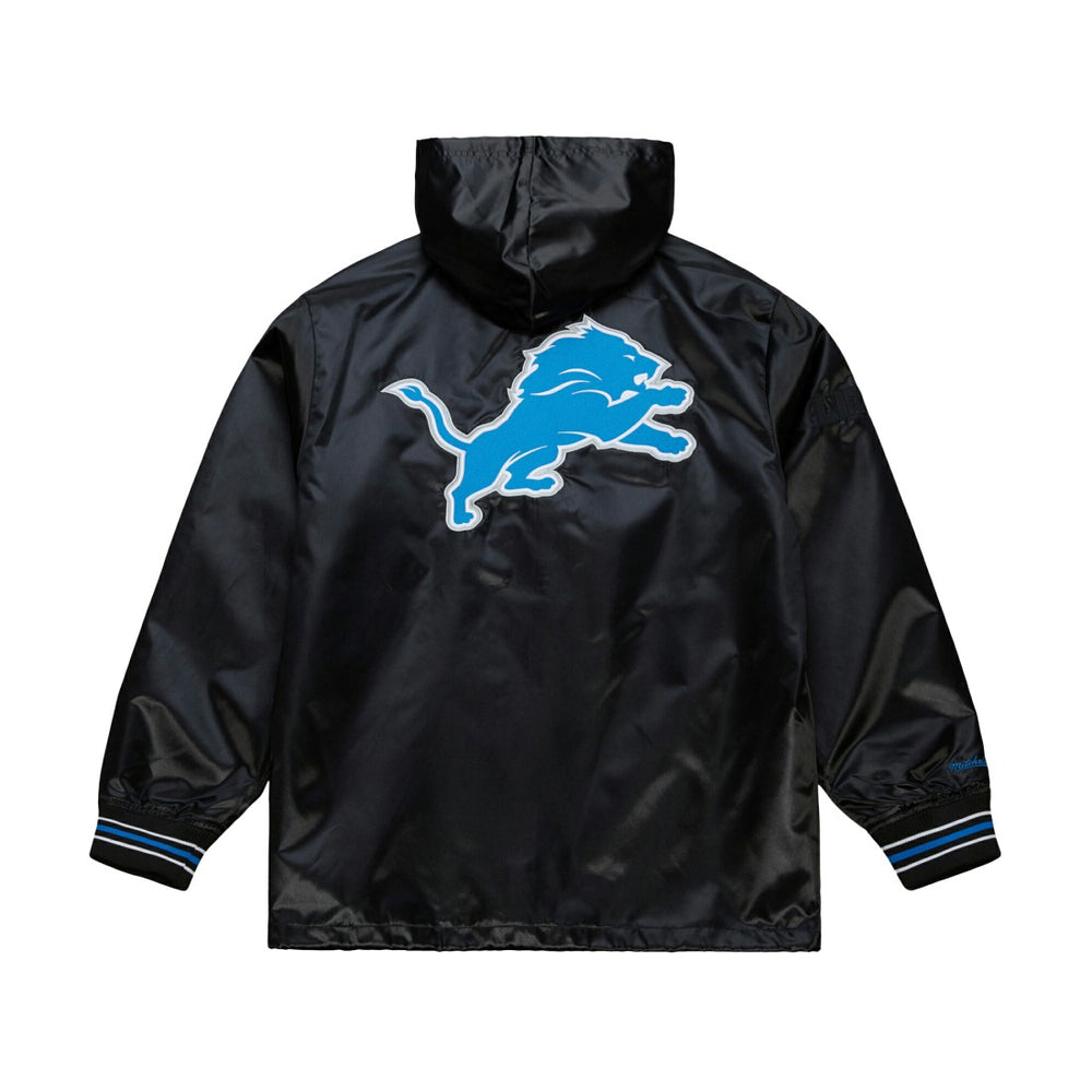 Mitchell & Ness Detroit Lions Downtown Satin Full-Snap Hooded Jacket Black