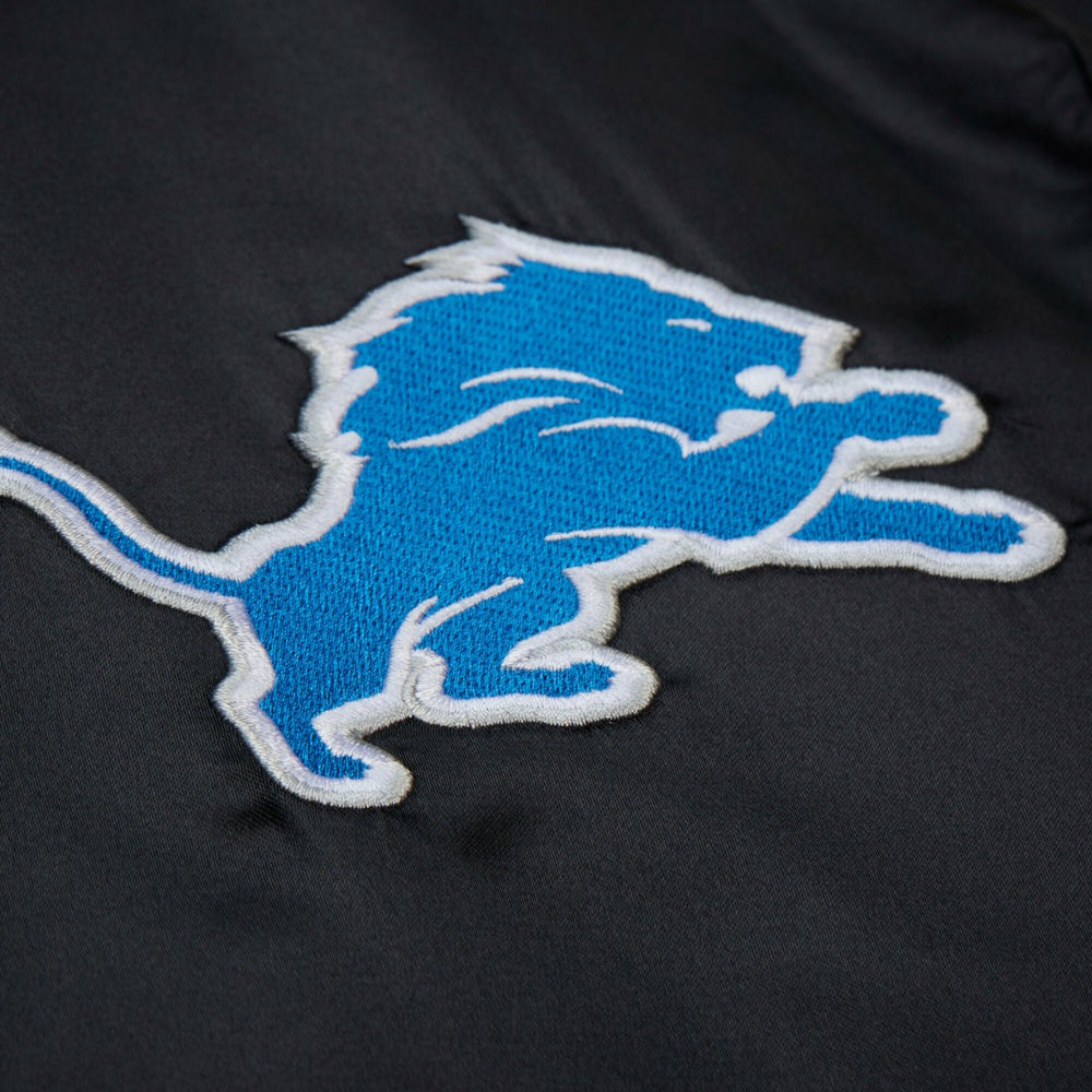 Mitchell & Ness Detroit Lions Downtown Satin Full-Snap Hooded Jacket Black