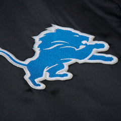 Mitchell & Ness Detroit Lions Downtown Satin Full-Snap Hooded Jacket Black