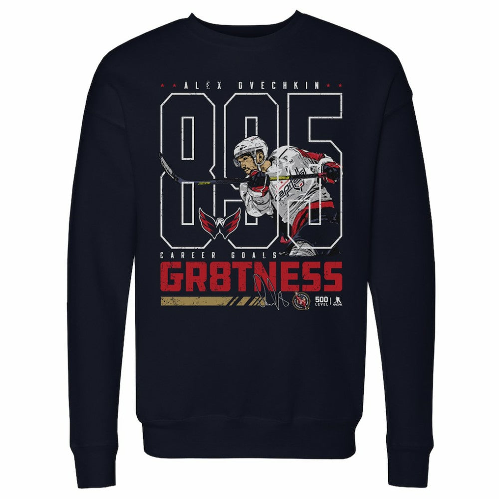 Alexander Ovechkin Washington Capitals 500 Level Outline Pullover Sweatshirt - Navy - NHL 203092826