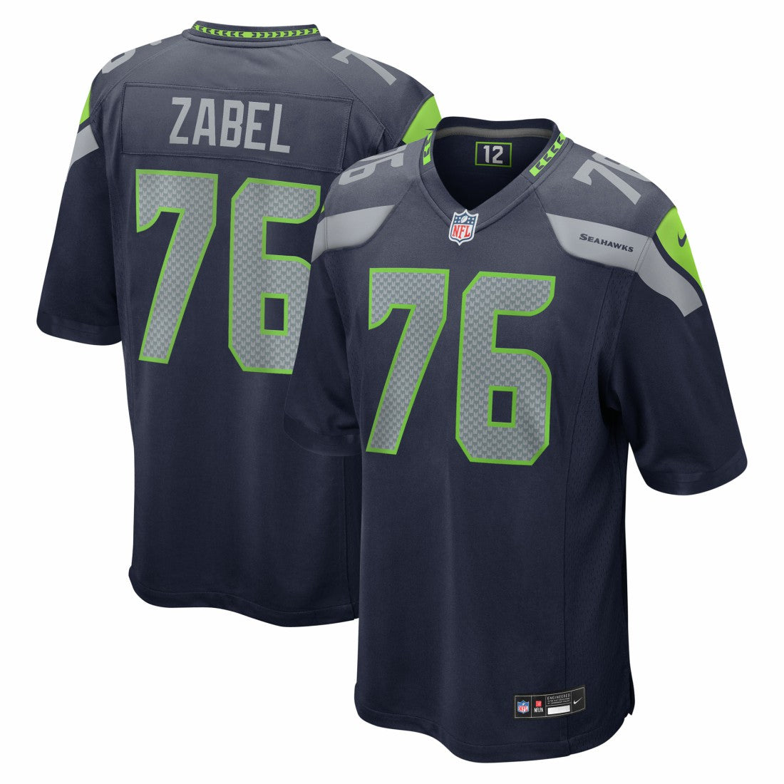 Nike Grey Zabel Seattle Seahawks 2025 NFL Draft First Round Pick Game Jersey College Navy