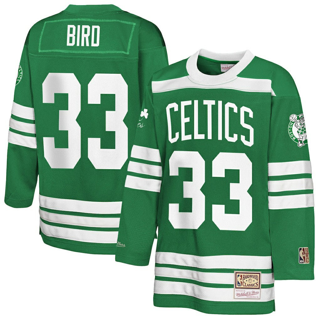 Larry Bird Boston Celtics Youth Maxxed Out 2.0 Fashion Hockey Jersey Kelly Green | Mitchell & Ness Lifestyle
