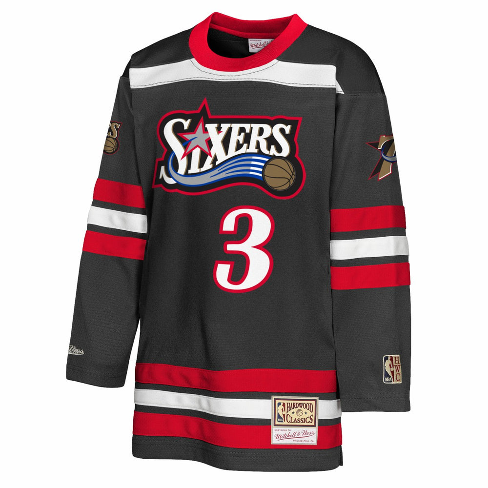 Allen Iverson Philadelphia 76ers Youth Maxxed Out 2.0 Fashion Hockey Jersey Black | Mitchell & Ness
