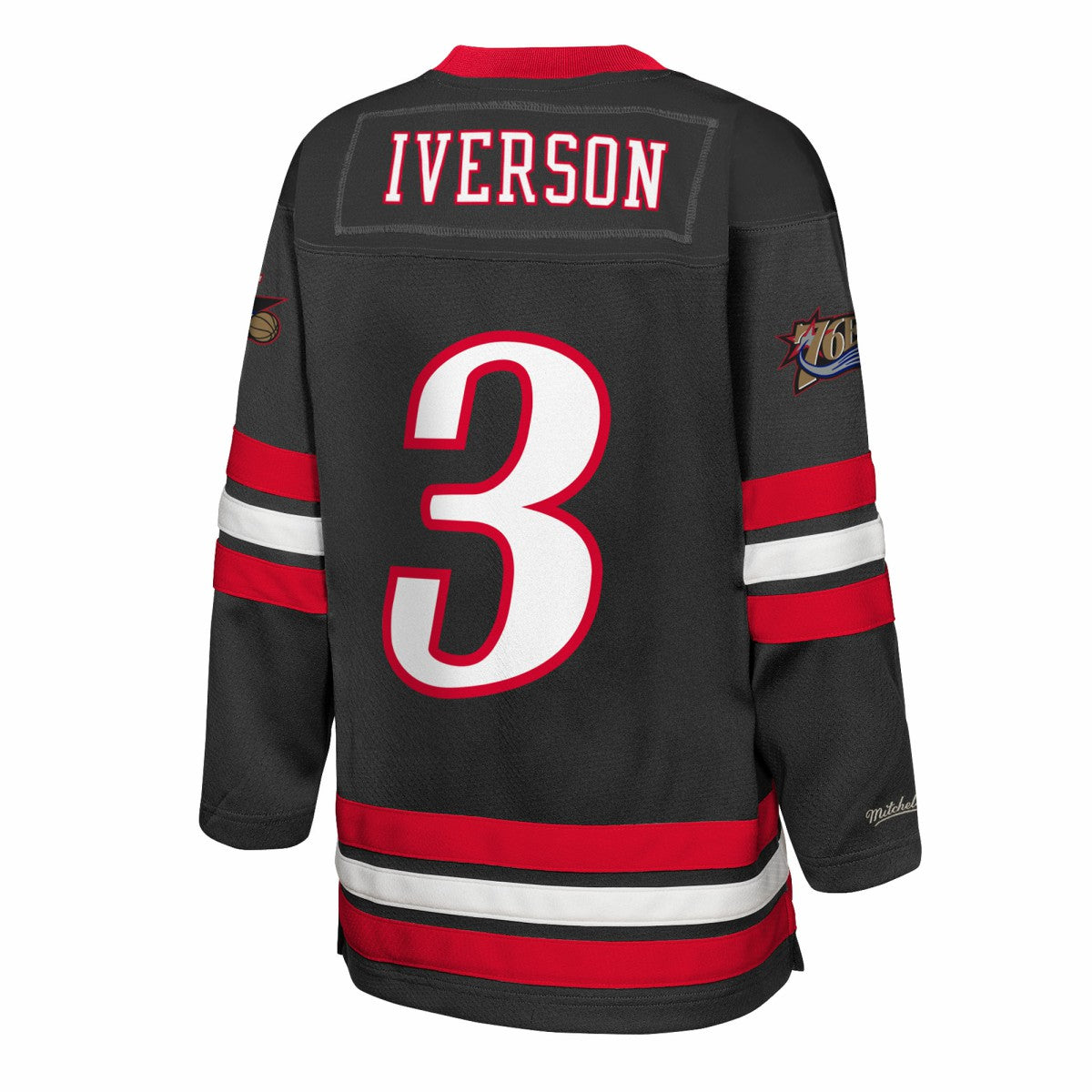 Allen Iverson Philadelphia 76ers Youth Maxxed Out 2.0 Fashion Hockey Jersey Black | Mitchell & Ness