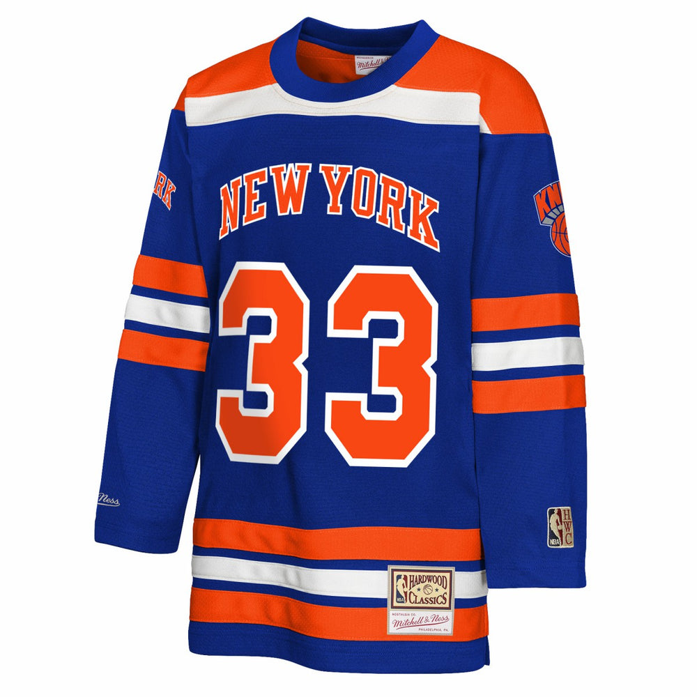 Patrick Ewing New York Knicks Youth Maxxed Out 2.0 Fashion Hockey Jersey Blue | Mitchell & Ness online