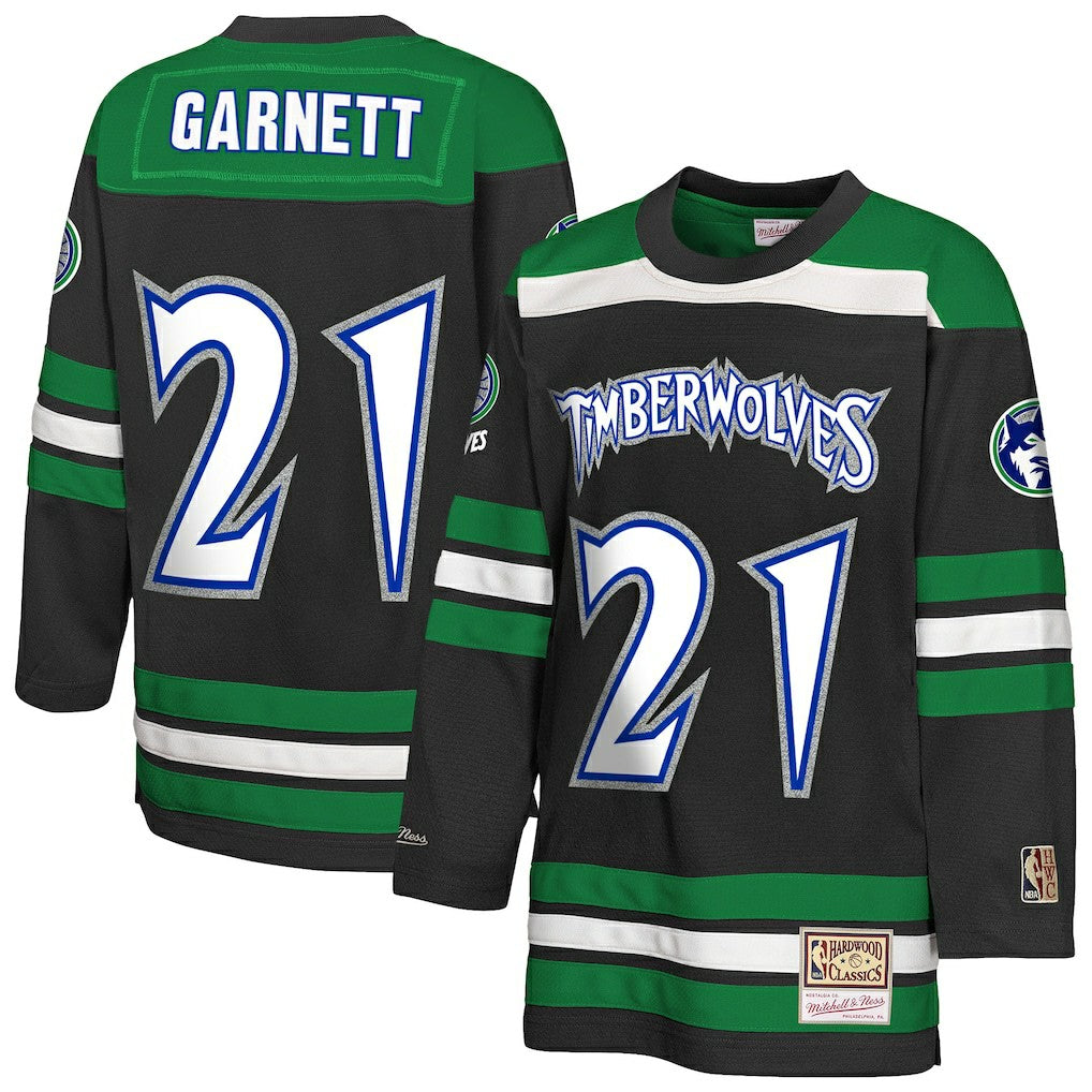 Kevin Garnett Minnesota Timberwolves Youth Maxxed Out 2.0 Fashion Hockey Jersey Black | Mitchell & Ness for sale