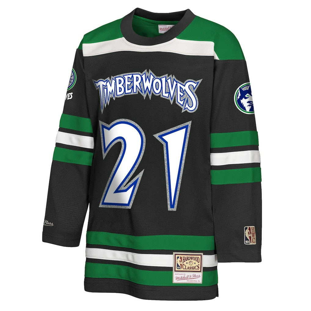 Kevin Garnett Minnesota Timberwolves Youth Maxxed Out 2.0 Fashion Hockey Jersey Black | Mitchell & Ness for sale