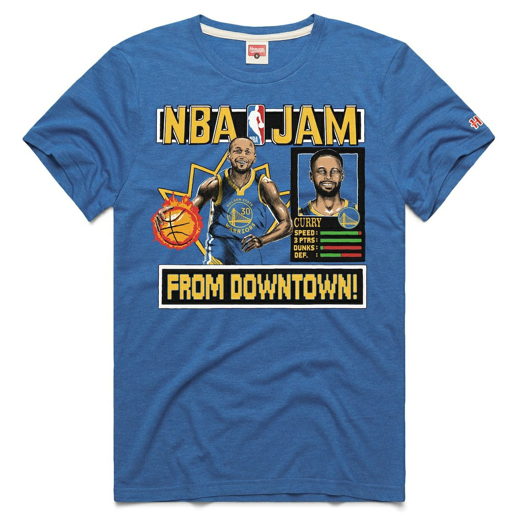 Stephen Curry Golden State Warriors Homage Unisex NBA Jam Tri-Blend T-Shirt Royal