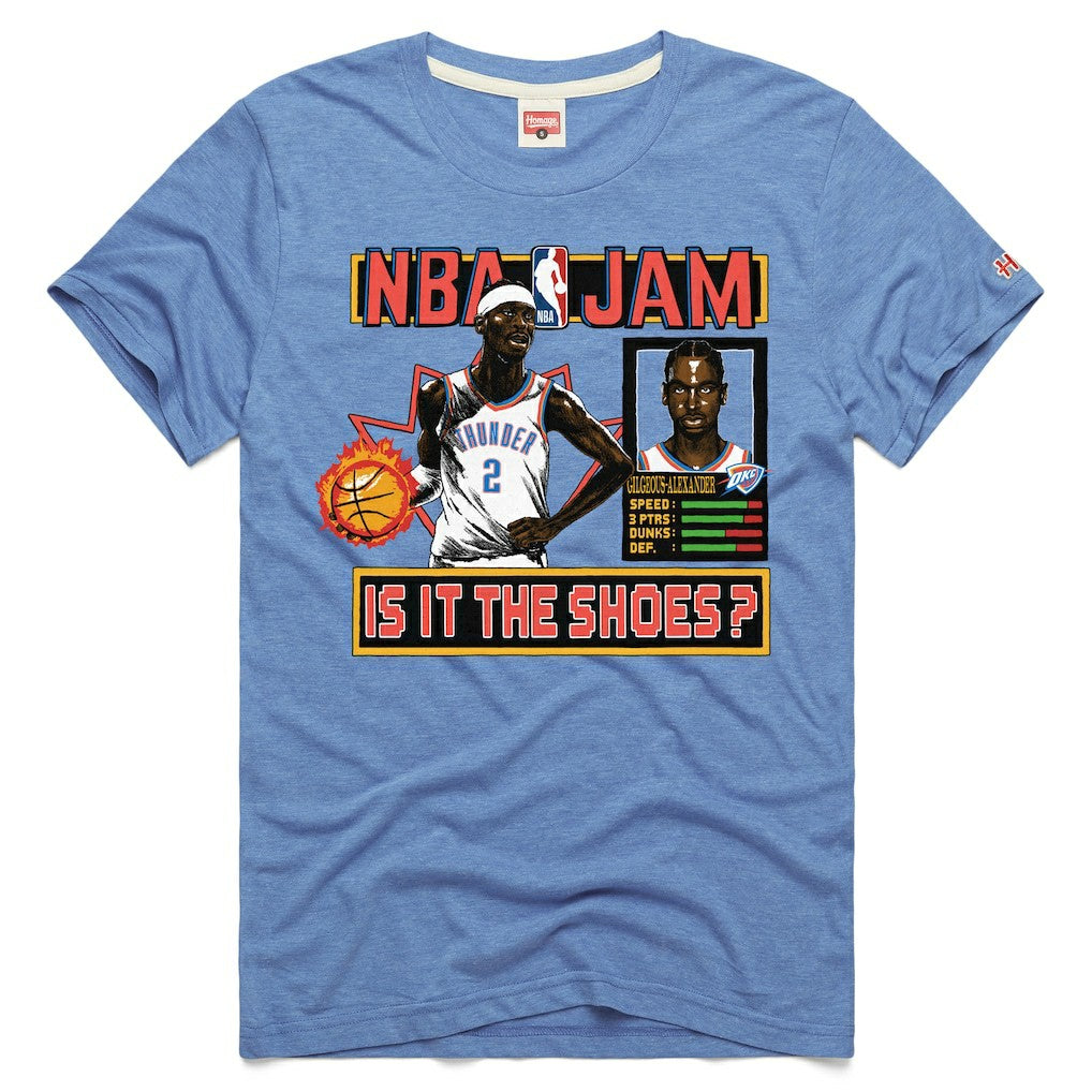 Shai Gilgeous-Alexander Oklahoma City Thunder Homage Unisex NBA Jam Tri-Blend T-Shirt Light Blue