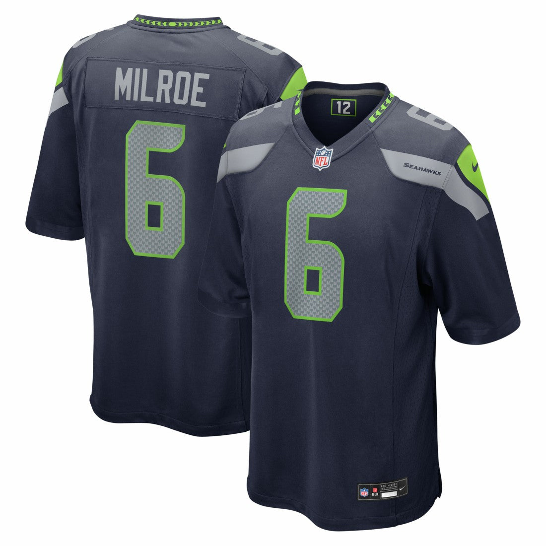 Nike Jalen Milroe Seattle Seahawks 2025 NFL Draft Game Jersey College Navy