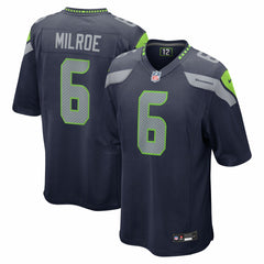 Nike Jalen Milroe Seattle Seahawks 2025 NFL Draft Game Jersey College Navy
