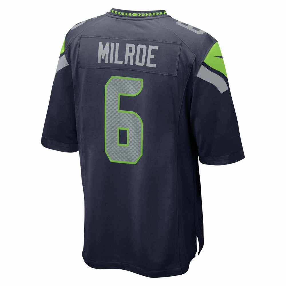 Nike Jalen Milroe Seattle Seahawks 2025 NFL Draft Game Jersey College Navy