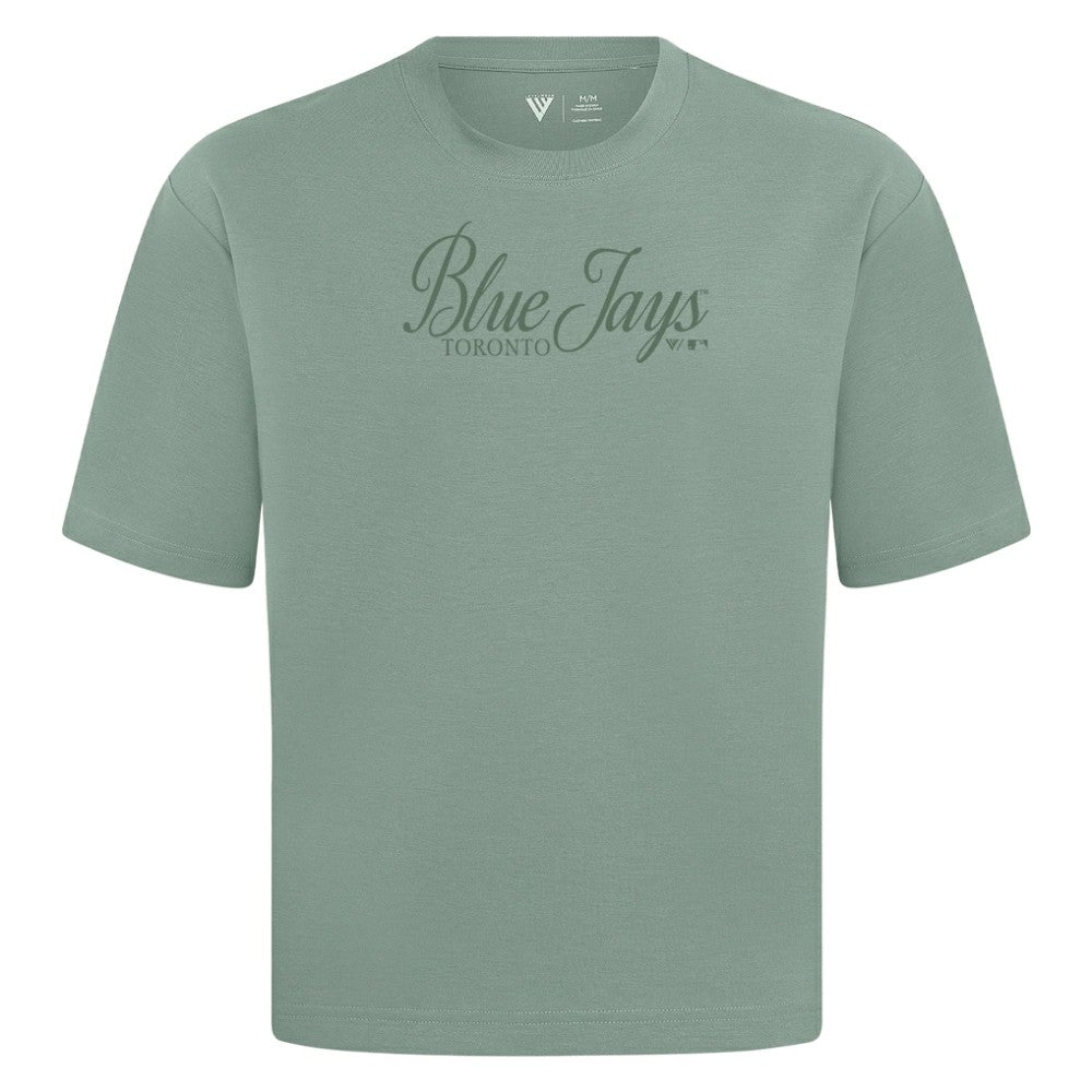 Toronto Blue Jays Levelwear Ethereal Oversized Luxe Signature Knit T-Shirt - Green - MLB on Sale