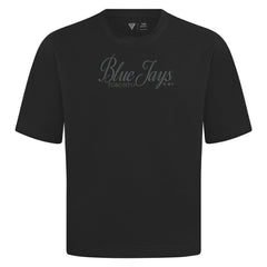 Toronto Blue Jays Levelwear Ethereal Oversized Luxe Signature Knit T-Shirt - Black - MLB Discount