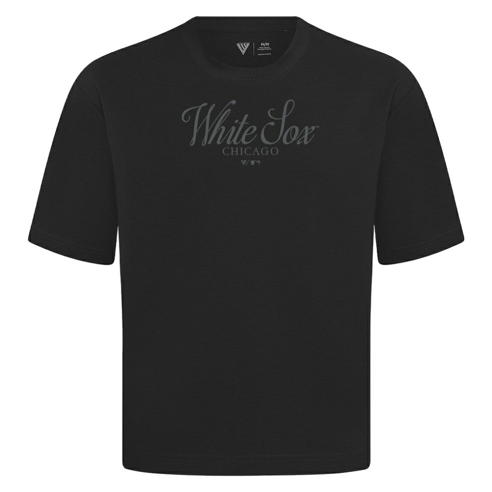 Chicago White Sox Levelwear Ethereal Oversized Luxe Signature Knit T-Shirt - Black - MLB Lifestyle