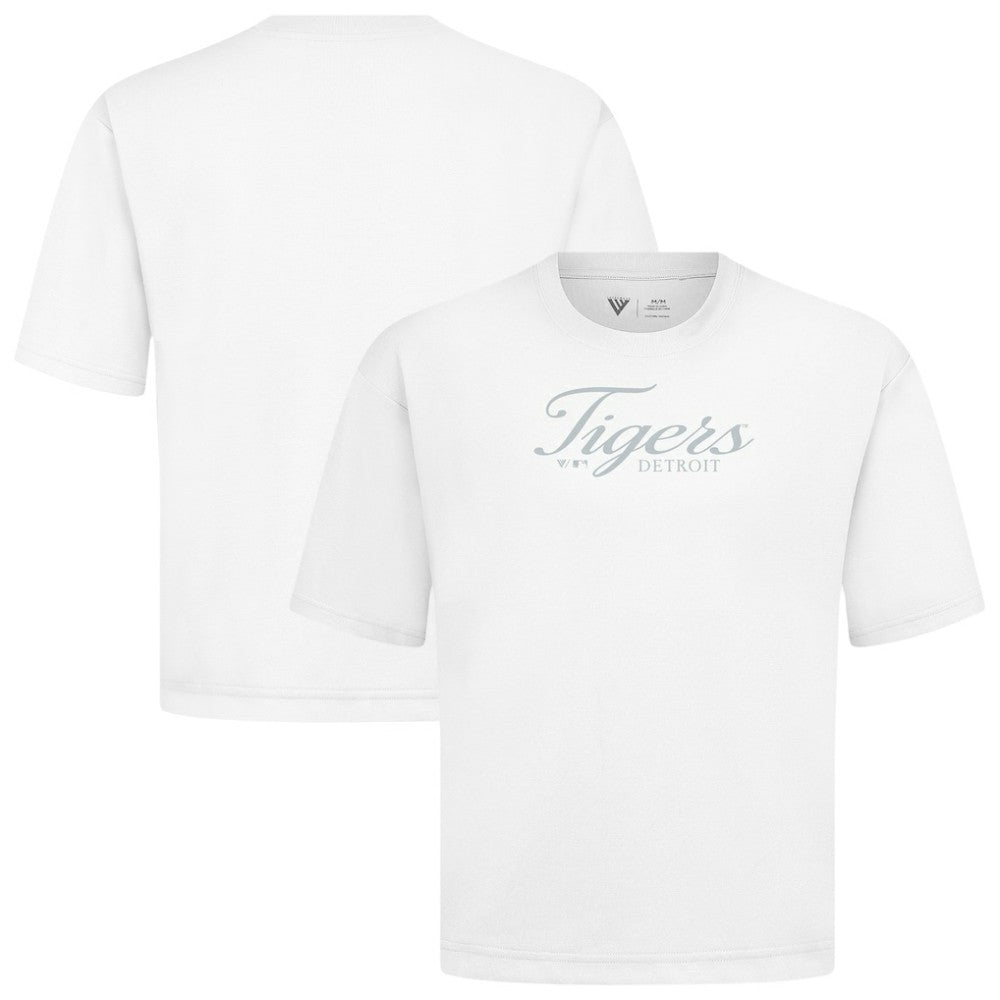 Detroit Tigers Levelwear Ethereal Oversized Luxe Signature Knit T-Shirt - White - MLB on Sale