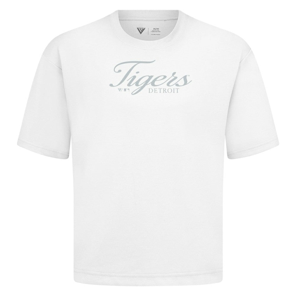 Detroit Tigers Levelwear Ethereal Oversized Luxe Signature Knit T-Shirt - White - MLB on Sale