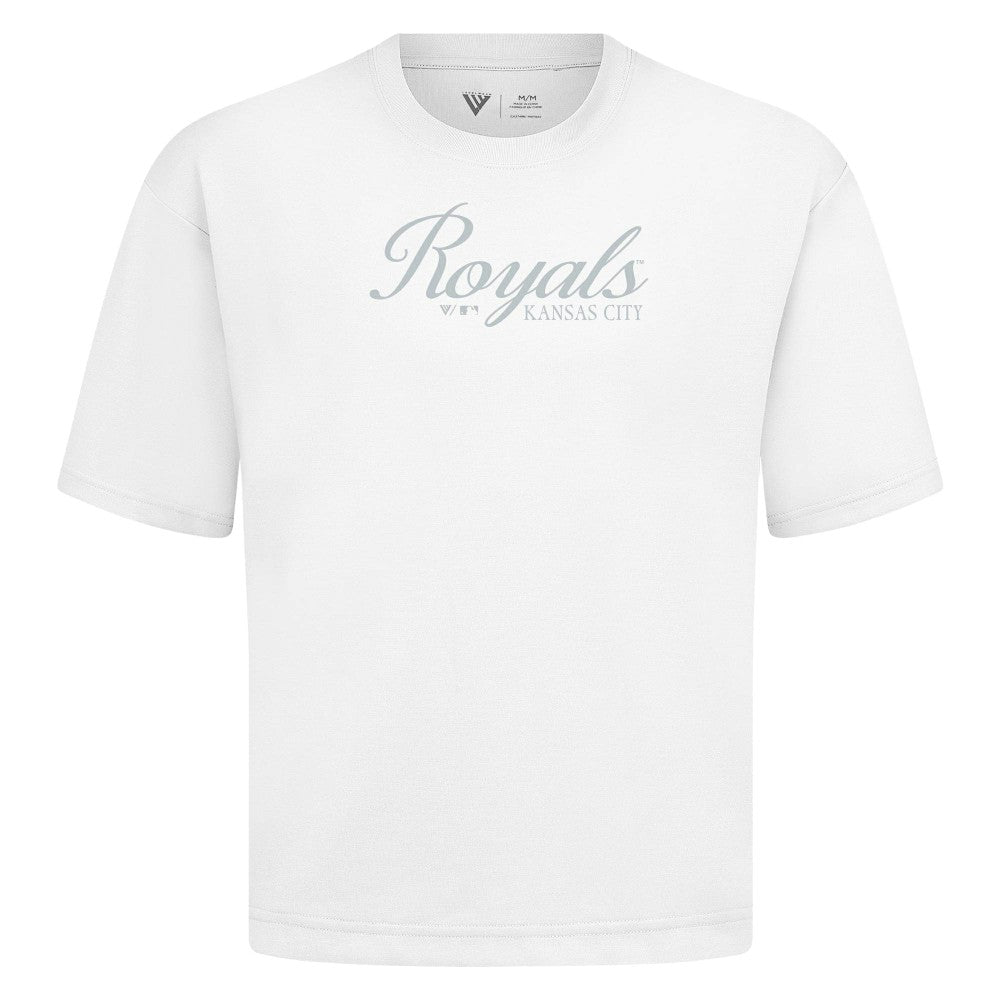 Kansas City Royals Levelwear Ethereal Oversized Luxe Signature Knit T-Shirt - White - MLB on Sale