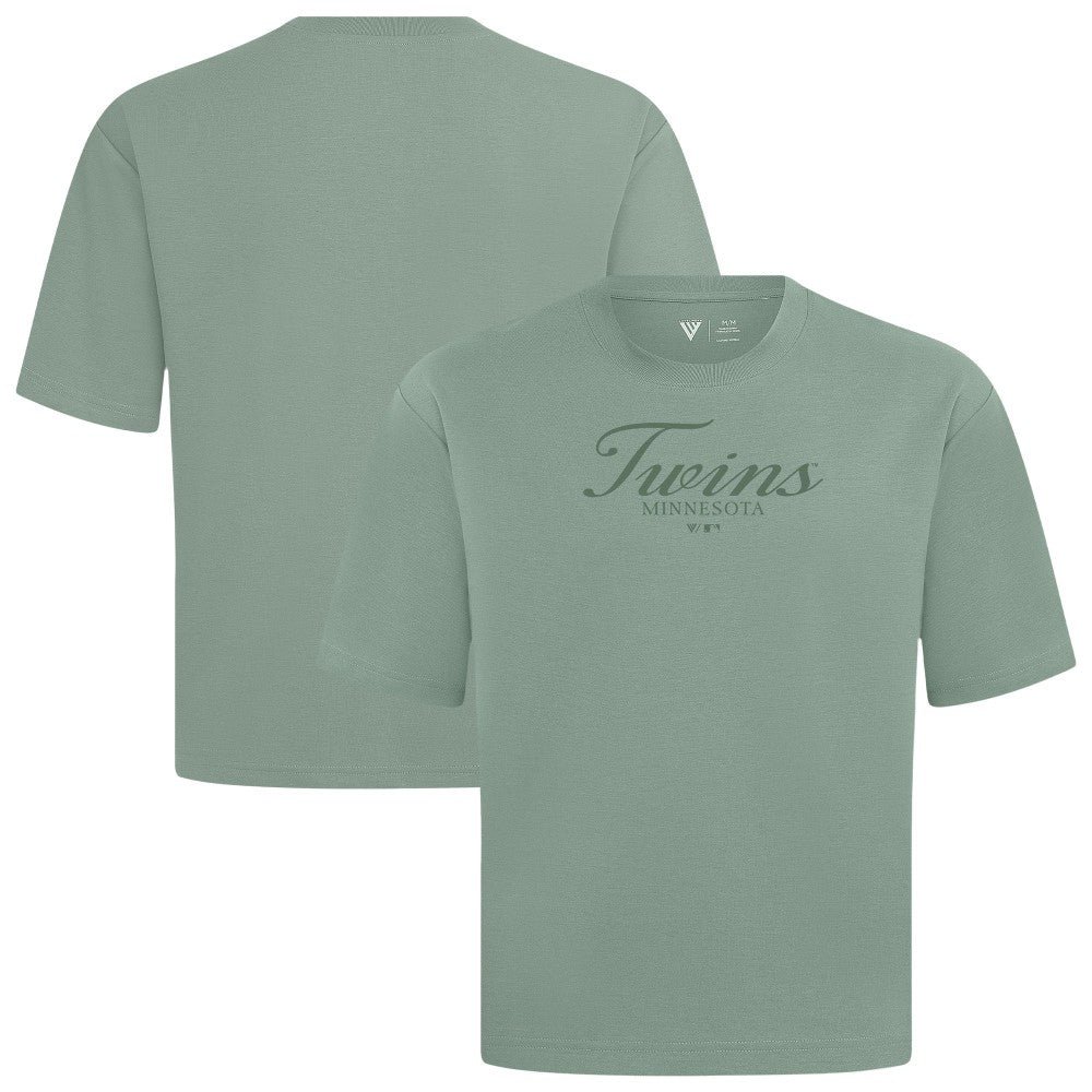 Minnesota Twins Levelwear Ethereal Oversized Luxe Signature Knit T-Shirt - Green - MLB on Sale
