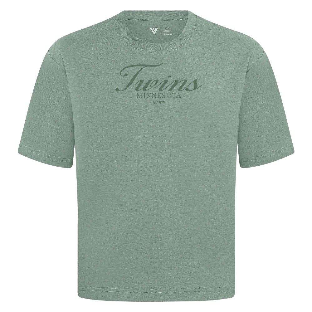 Minnesota Twins Levelwear Ethereal Oversized Luxe Signature Knit T-Shirt - Green - MLB on Sale