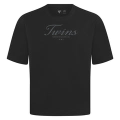 Minnesota Twins Levelwear Ethereal Oversized Luxe Signature Knit T-Shirt - Black - MLB Discount