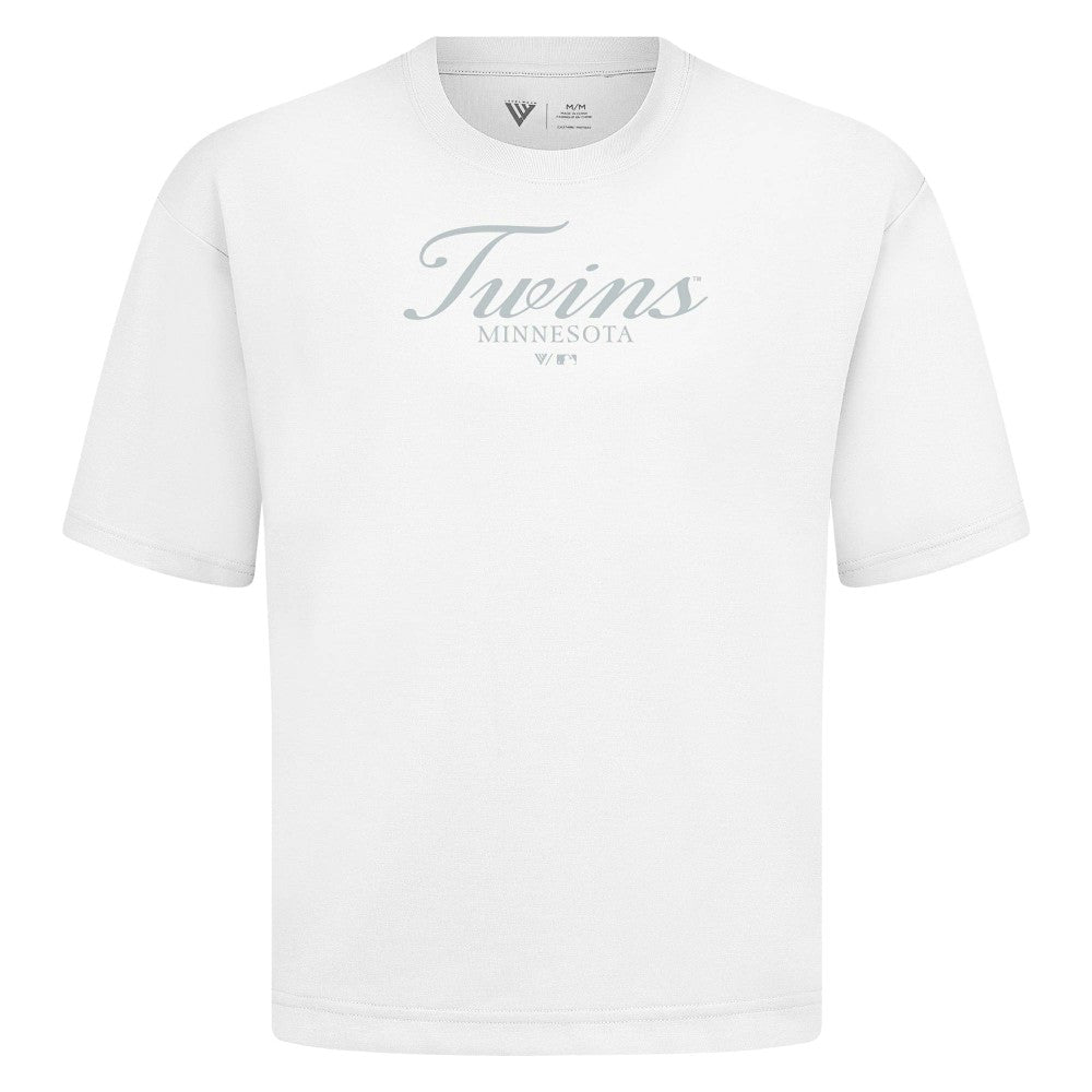 Minnesota Twins Levelwear Ethereal Oversized Luxe Signature Knit T-Shirt - White - MLB Online
