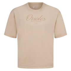 Baltimore Orioles Levelwear Ethereal Oversized Luxe Signature Knit T-Shirt - Khaki - MLB Lifestyle