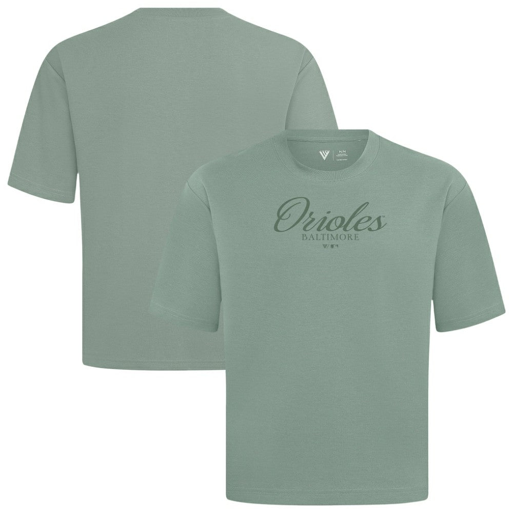 Baltimore Orioles Levelwear Ethereal Oversized Luxe Signature Knit T-Shirt - Green - MLB Discount