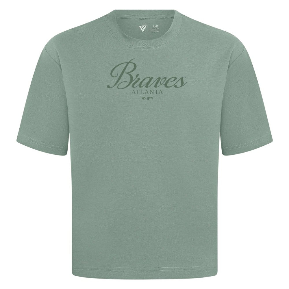 Atlanta Braves Levelwear Ethereal Oversized Luxe Signature Knit T-Shirt - Green - MLB Online